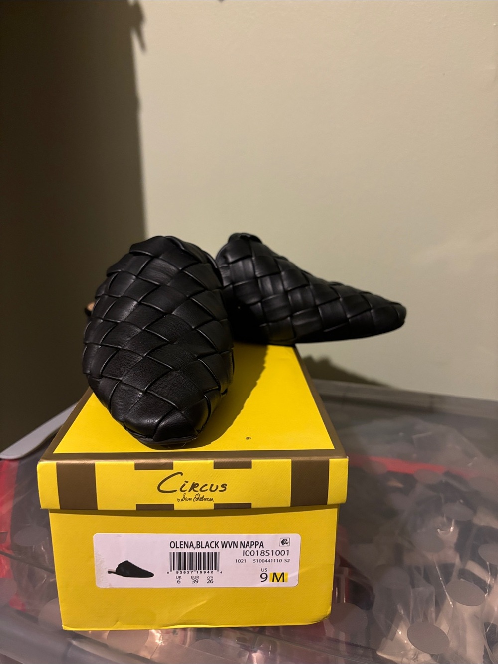 Circus by Sam Edelman Black Woven Nappa Slip-On Mules